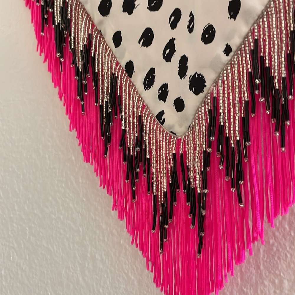 PROVA 100% Silk Scarf with bead fringes - Picture 6 of 7